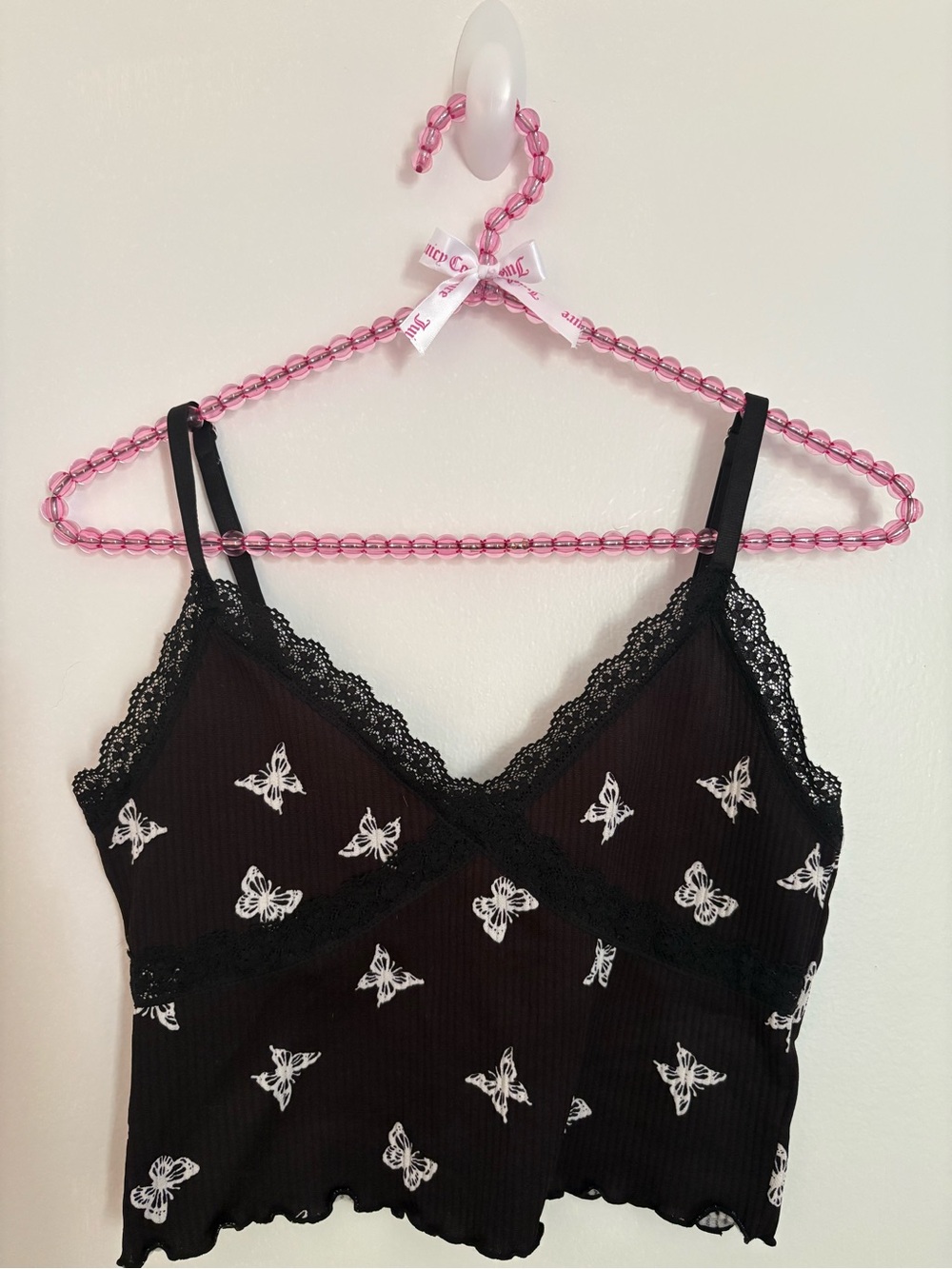 H&M Black Butterfly Lace Trim Cami